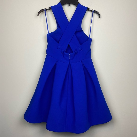 AQ/AQ Maverick Blue Cross Strap Mini Dress With Full Skirt US Size 4 - Picture 5 of 9